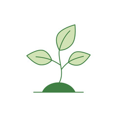 grow green leaves plant icon in color icon, isolated on white background 
