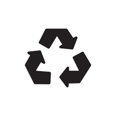 Go green recycle icon. Go green triangle arrow icon in black flat glyph, filled style isolated on white background