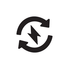 Renewable energy icon in black flat glyph, filled style isolated on white background