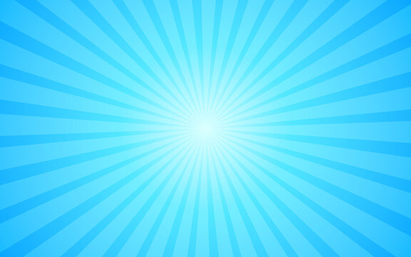 Abstract blue background. Modern pop art banner with sun rays. Poster template image JPG