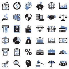 Finance Icons. Two Tone Flat Design. Vector Illustration.