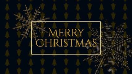 Merry Christmas with gold snowflakes and frame, motion holidays and winter style background for New Year and Merry Christmas - Powered by Adobe