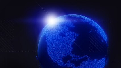 Holographic image of the earth 3d render