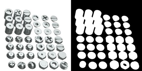 3D rendering illustration of some screw heads