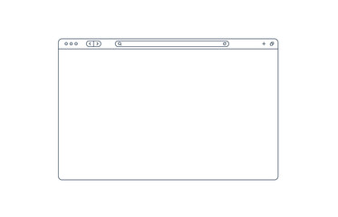 Line browser window in black color, internet page.
