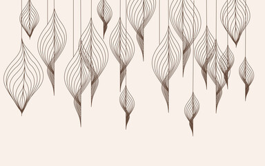 Mural for the walls. Photo wallpapers in the grunge style. Original leaves. Abstract leaves in vintage style. - 484854872