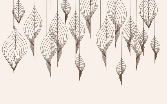 Mural for the walls. Photo wallpapers in the grunge style. Original leaves. Abstract leaves in vintage style. © antura