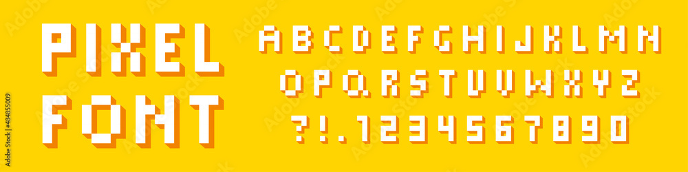 Fototapete pixel game alphabet. pixel 3d retro font. 8-bit style. vector illustration