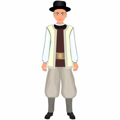 Men's folk national french costume. Vector illustration