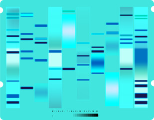 Vector graphic template of light blue hues monochromatic big genomic data visualization, DNA test and genome map sequence.