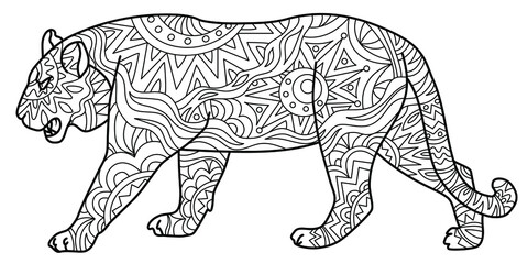 Tiger - summer. Coloring book for adults.