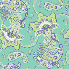 Paisley Floral oriental ethnic Pattern. Seamless Vector Ornament. Damask fabric patterns.
