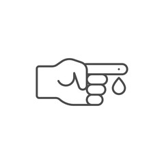 Finger blood test line icon. linear style sign for mobile concept and web design. Diabetes blood test outline vector icon. Symbol, logo illustration. Vector graphics