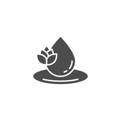 Essentials oil drop splash filled icon. linear style sign for mobile concept and web design. Drop and flower outline vector icon. Spa treatment symbol, logo illustration. Vector graphics
