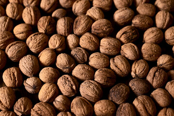 Several walnuts are on the table.