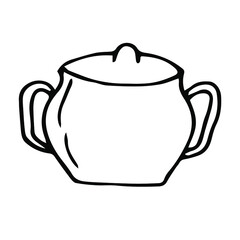Sugar bowl vector illustration, hand drawing doodle