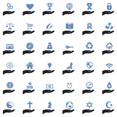 Hand Icons. Two Tone Flat Design. Vector Illustration.
