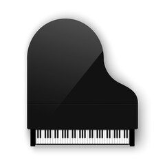 Grand piano top view. Musical instrument keyboard. © sanchesnet1