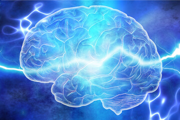 human brain and electric waves, concept for neuroscience and brain neurology