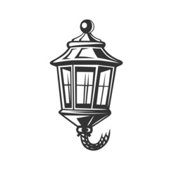Lantern. Black and white illustration.