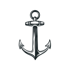 Anchor. Black and white vector illustration.