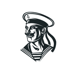Seaman. Black and white illustration.