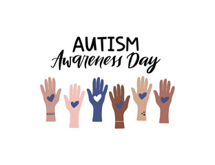 Autism Awareness Day vector illustration. Hand drawn autistic support lettering quote on white background. Mental disorder, psychology disease typography. Template for t shirt print.