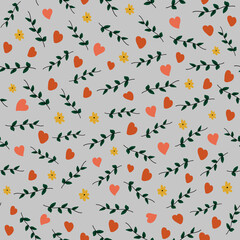 Seamless pattern for Valentine's Day with cute hand drawn elements