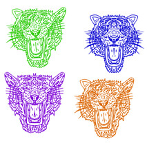 Obraz premium Tattoo tribal wild cats tiger graphic design vector art