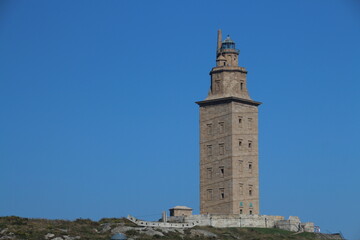 Fototapeta na wymiar La Coruña, España. Ciudad costera gallega donde destaca su impresionante Torre de Hércules. 