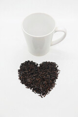 Black tea mug and heart