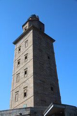 Fototapeta na wymiar La Coruña, España. Ciudad costera gallega donde destaca su impresionante Torre de Hércules. 