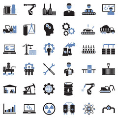 Industry Icons. Two Tone Flat Design. Vector Illustration.