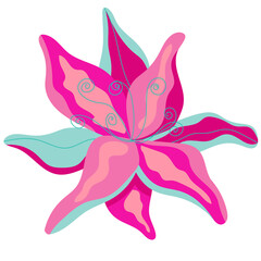 Abstract bright flowers. Flat illustration lily.