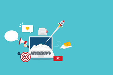 Digital marketing. Marketing campaign, newsletter marketing, drip marketing.