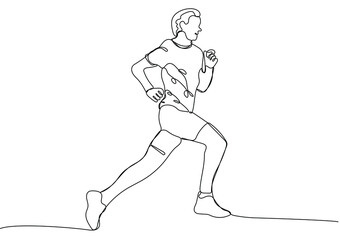 Runner. Man running. Concept of sport, health and beauty. One continuous line drawing. Vector illustration