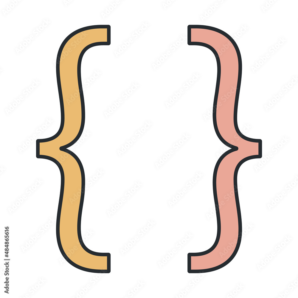 Aufkleber brackets icon from dentist collection. thin outline brackets, bracket, commas detailed offset lineal
