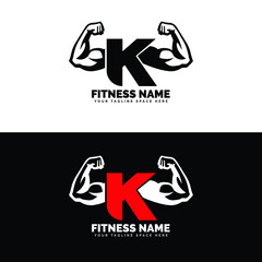 Muscular arm letter K logo design Letter 