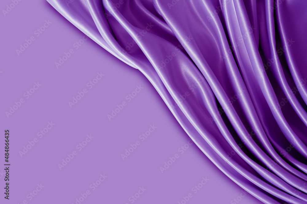 Wall mural beautiful elegant wavy violet purple satin silk luxury cloth fabric texture with monochrome backgrou