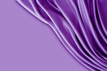 Beautiful elegant wavy violet purple satin silk luxury cloth fabric texture with monochrome...