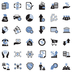 Loan Icons. Two Tone Flat Design. Vector Illustration.