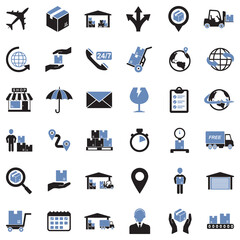 Logistic Icons. Two Tone Flat Design. Vector Illustration.