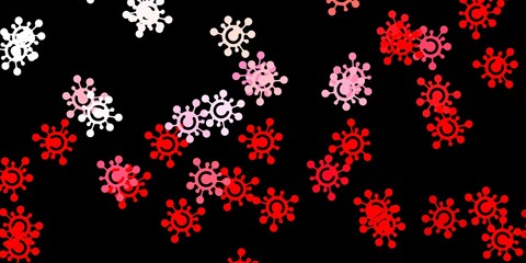 Dark red vector backdrop with virus symbols.