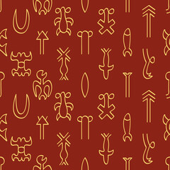 Seamless pattern with Rongorongo glyphs for your project