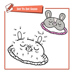 Vector illustration educational game of dot to dot puzzle with doodle sleeping mask for children