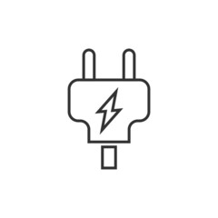 Electric plug icon in flat style. Power adapter vector illustration on white isolated background. Electrician sign business concept.