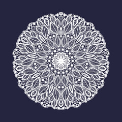 Vector lace round pattern. Decorative openwork design for wedding and invitation - 484868631