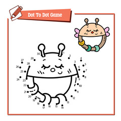 Vector illustration educational game of dot to dot puzzle with doodle bug rattle for children