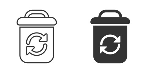 Garbage bin icon in flat style. Recycle vector illustration on white isolated background. Trash basket sign business concept.