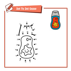 Vector illustration educational game of dot to dot puzzle with doodle shampoo for children